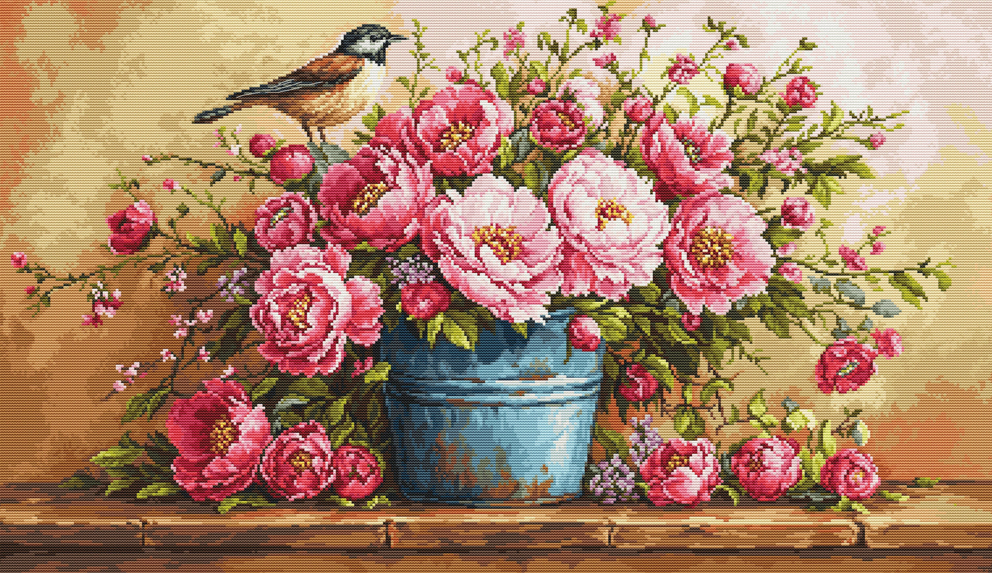 Cross Stitch Kit Luca-S - Lush Bouquet of Flowers, B7055