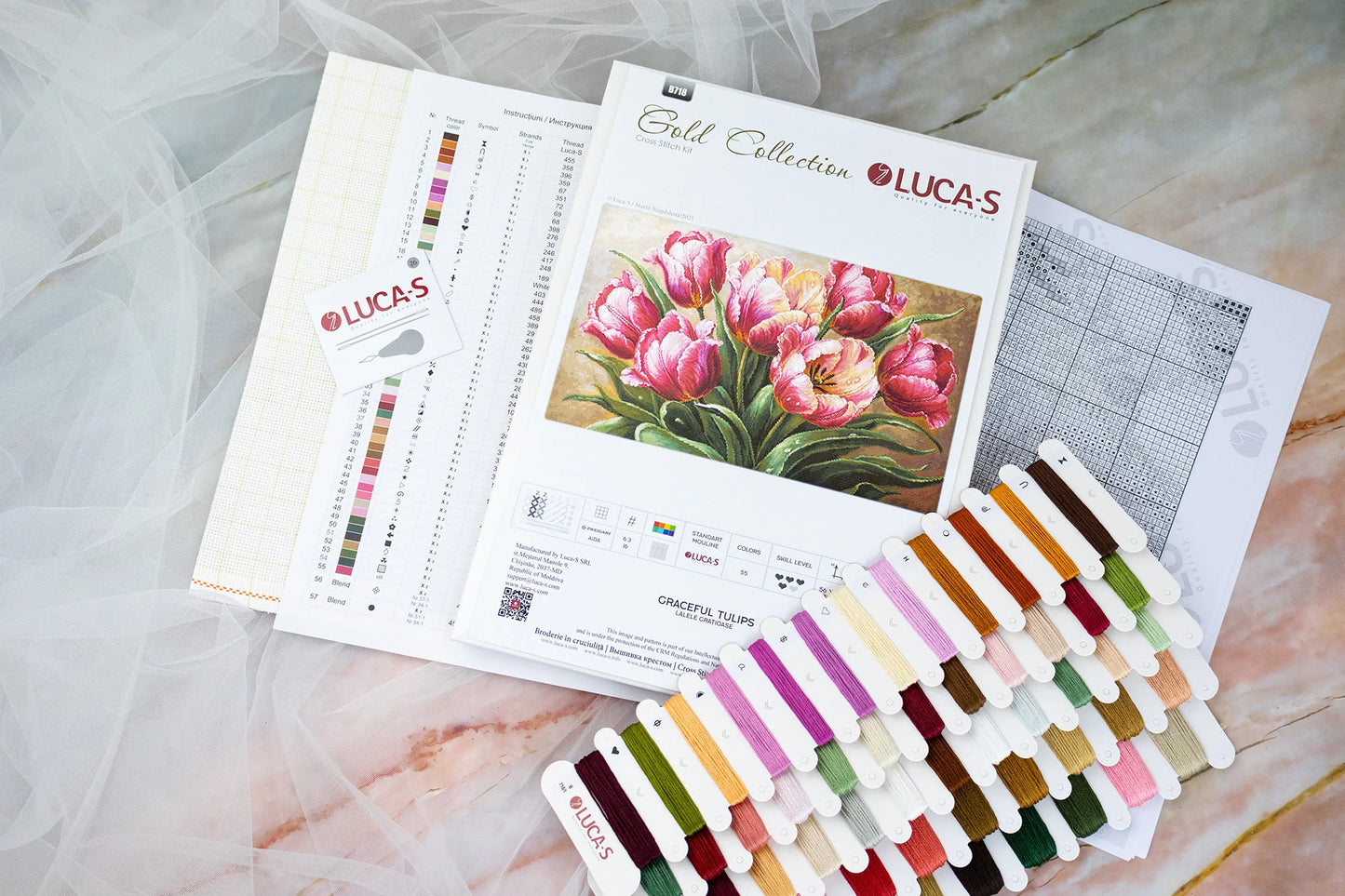 Cross Stitch Kit Luca-S GOLD - Graceful Tulips, B718