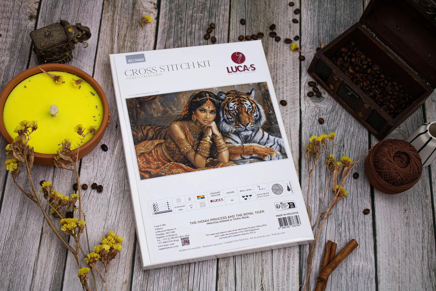 Cross Stitch Kit Luca-S Gold - The Indian Princess and The Royal Tiger, BU5060