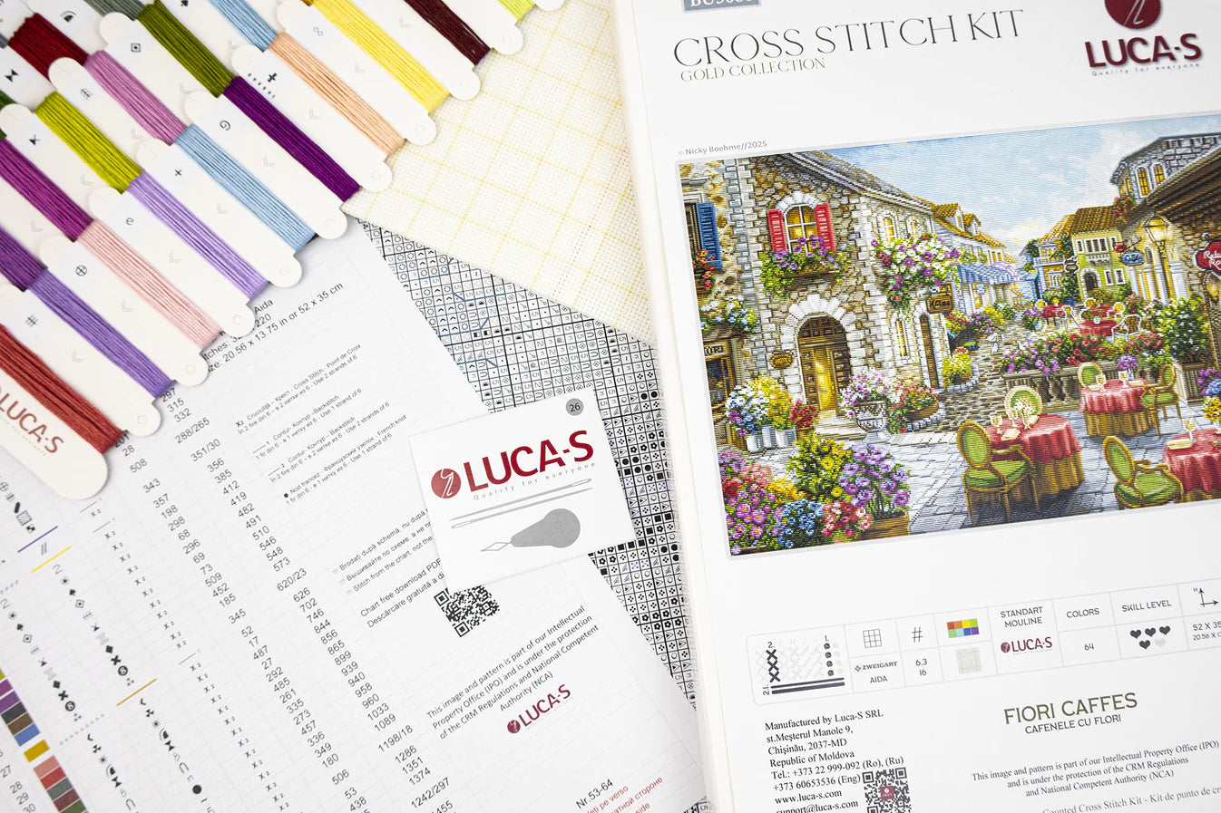 Cross Stitch Kit Luca-S - Fiori Caffes, BU5080