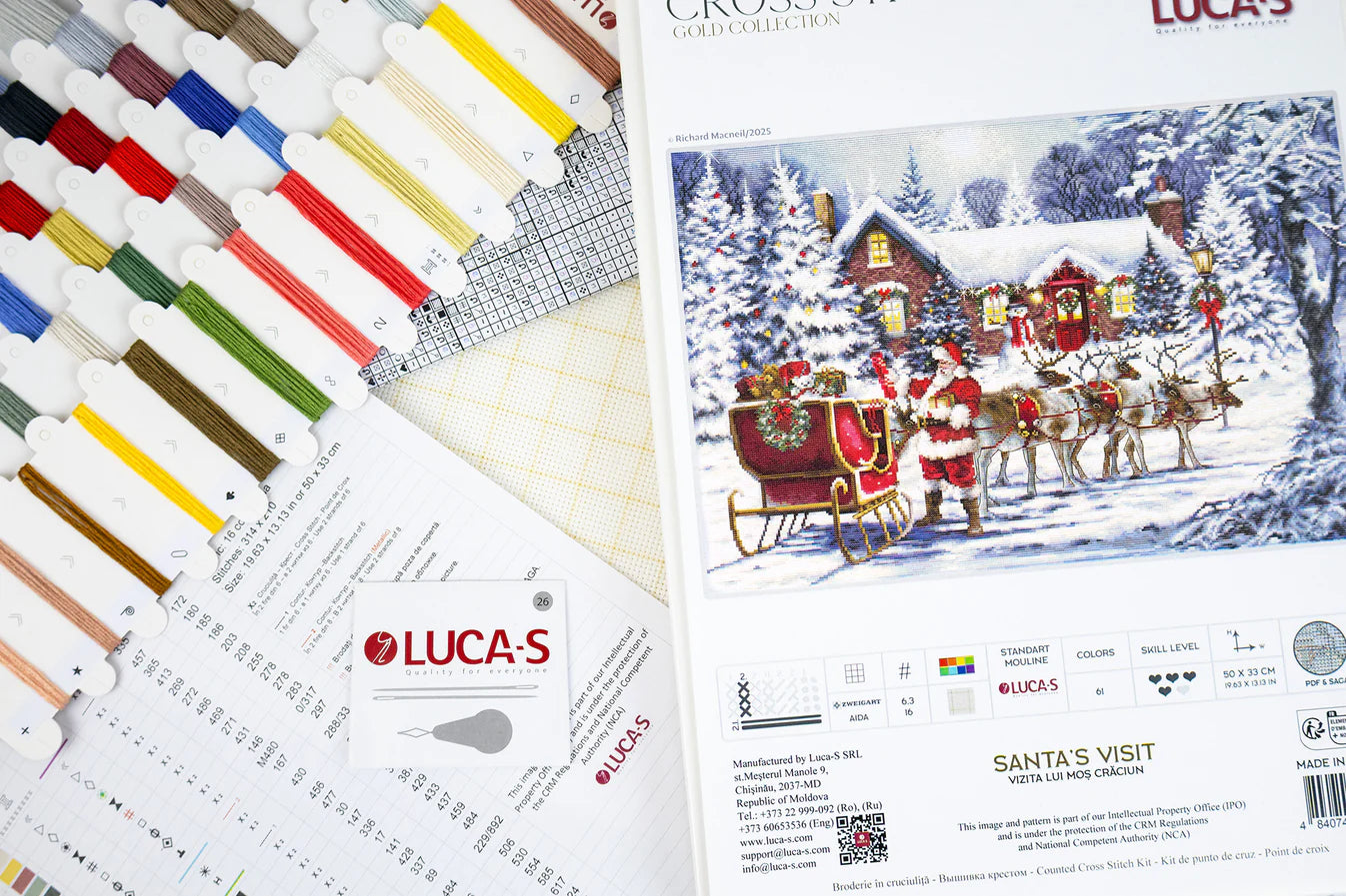 Cross Stitch Kit Luca-S GOLD - Santa’s Visit, BU5084