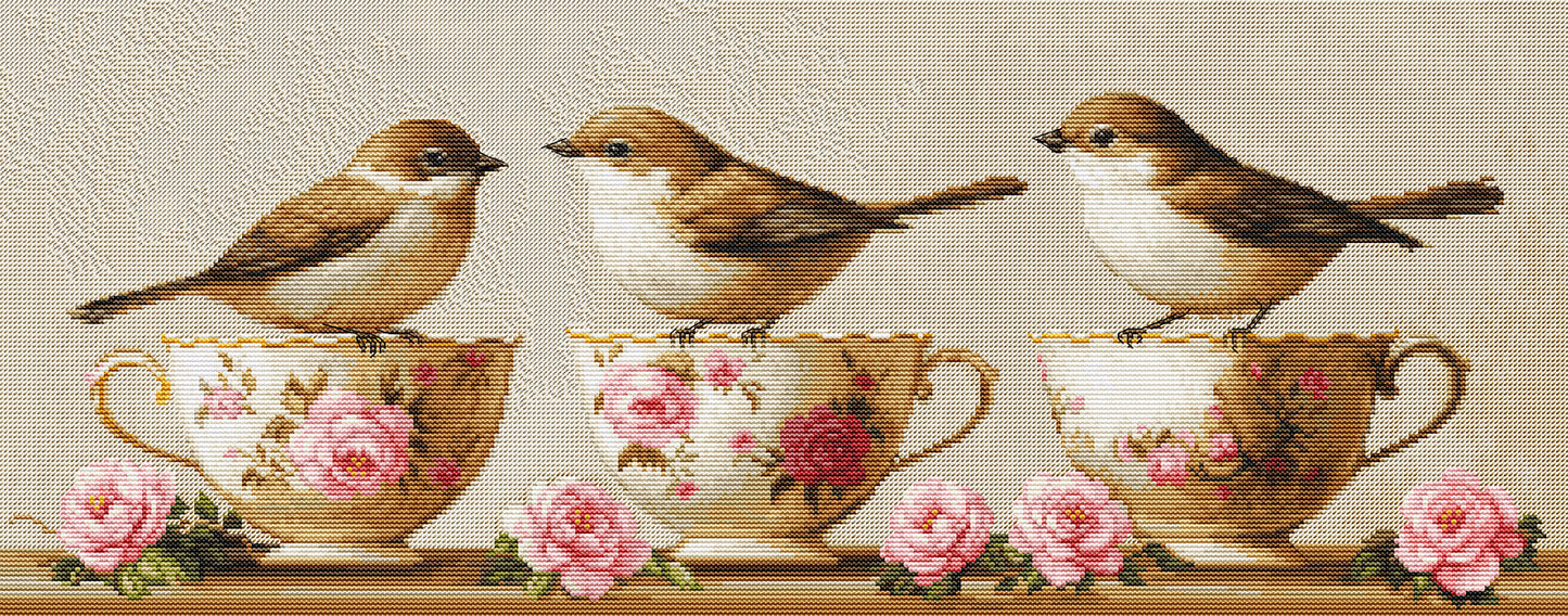 Cross Stitch Kit Luca-S - Three Dainty Birds, BU5092