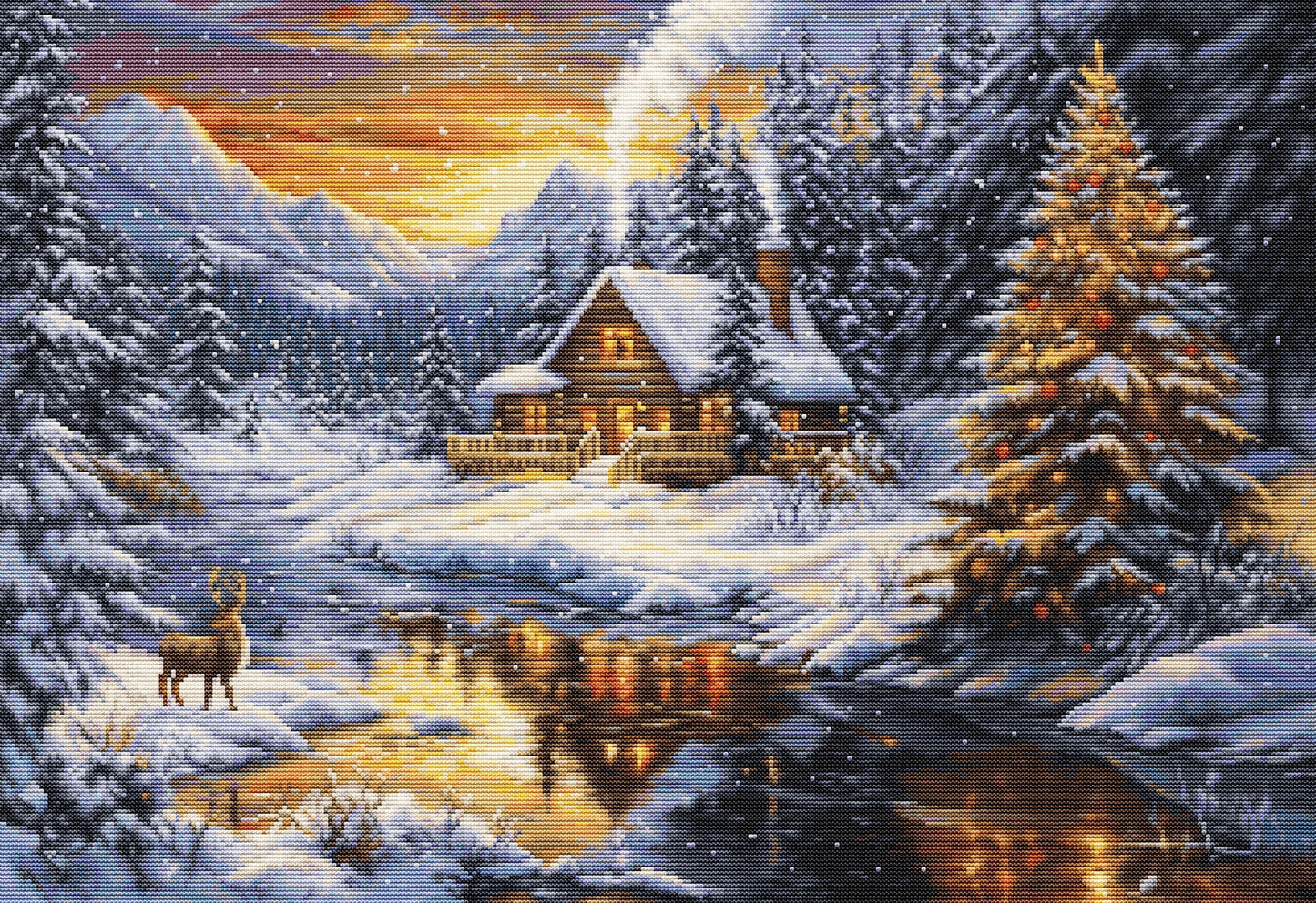 Cross Stitch Kit Luca-S GOLD - Winter Evening in the Mountains, B721
