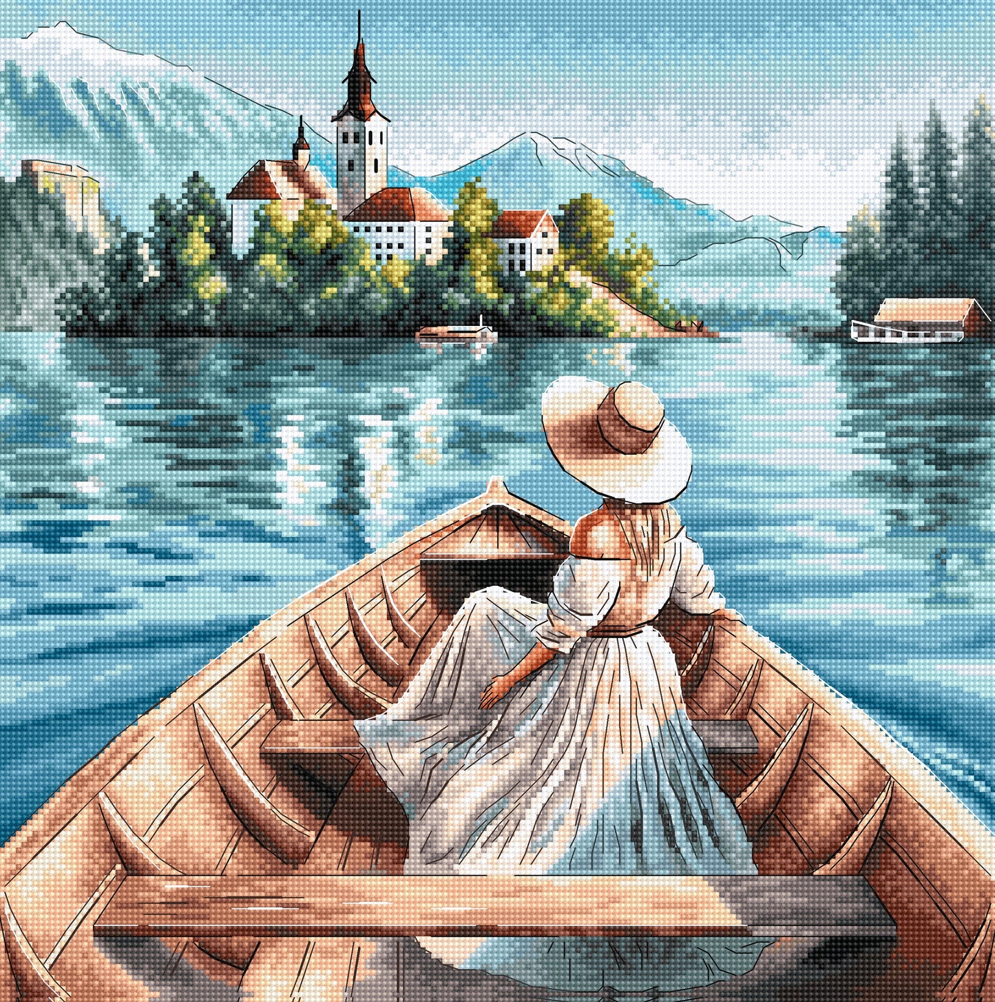 Kit ricamo punto croce AVA P115 – La dama del lago di Bled