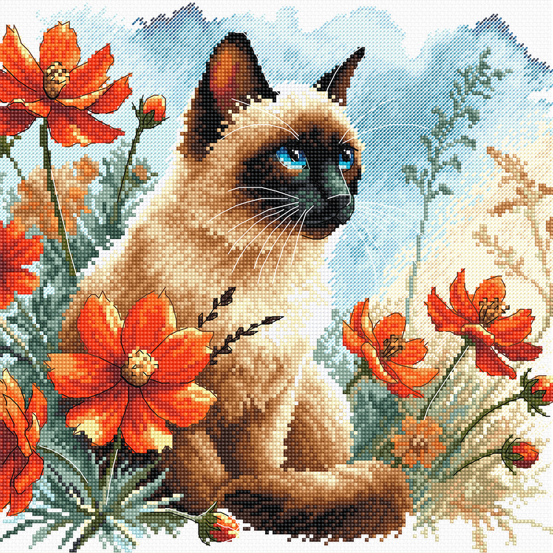 Kit ricamo punto croce AVA P172 – Il giardino del gatto