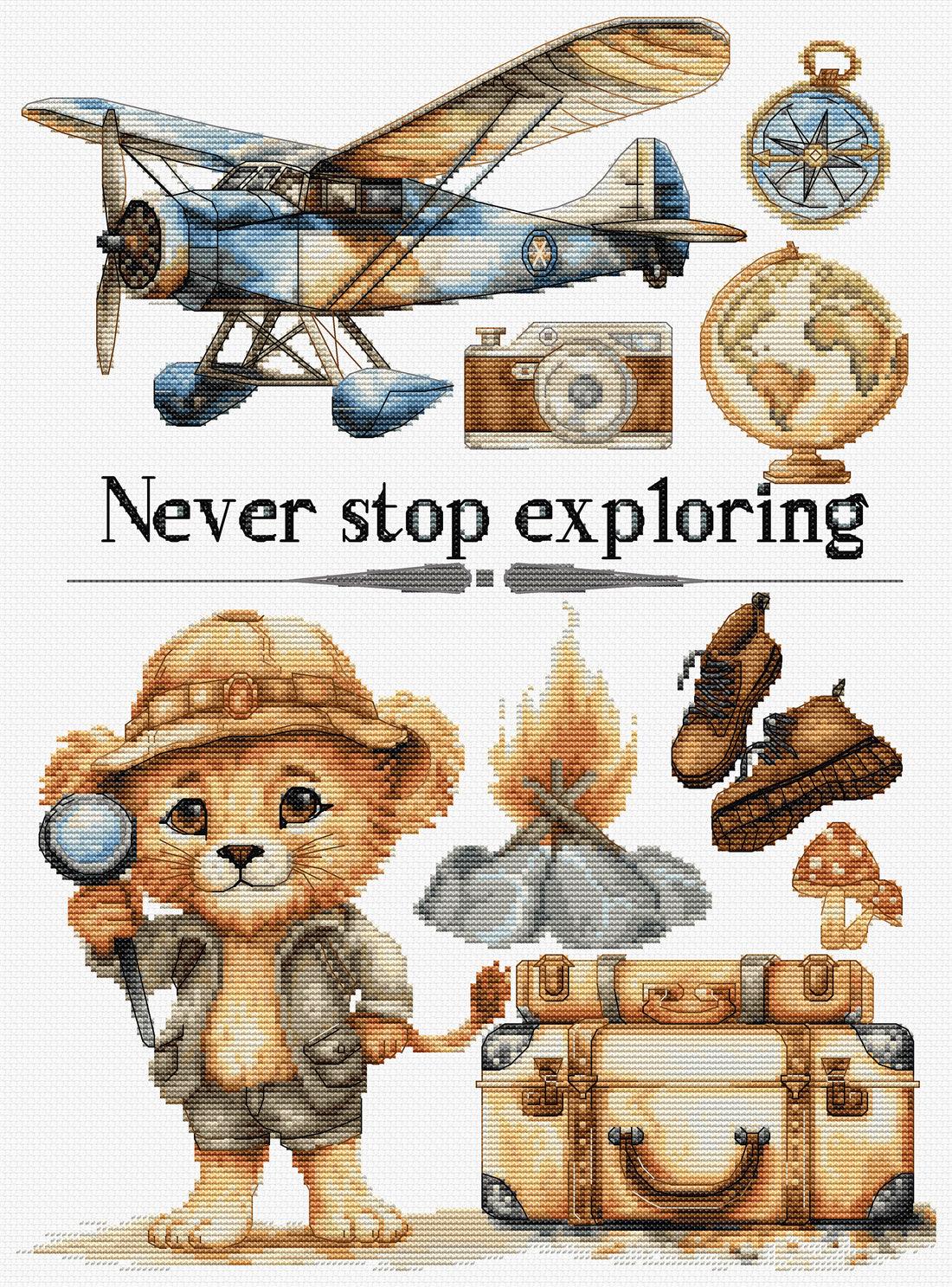 Cross Stitch Kit Luca-S - Never Stop Exploring, B1408 - Luca-S Cross Stitch Kits
