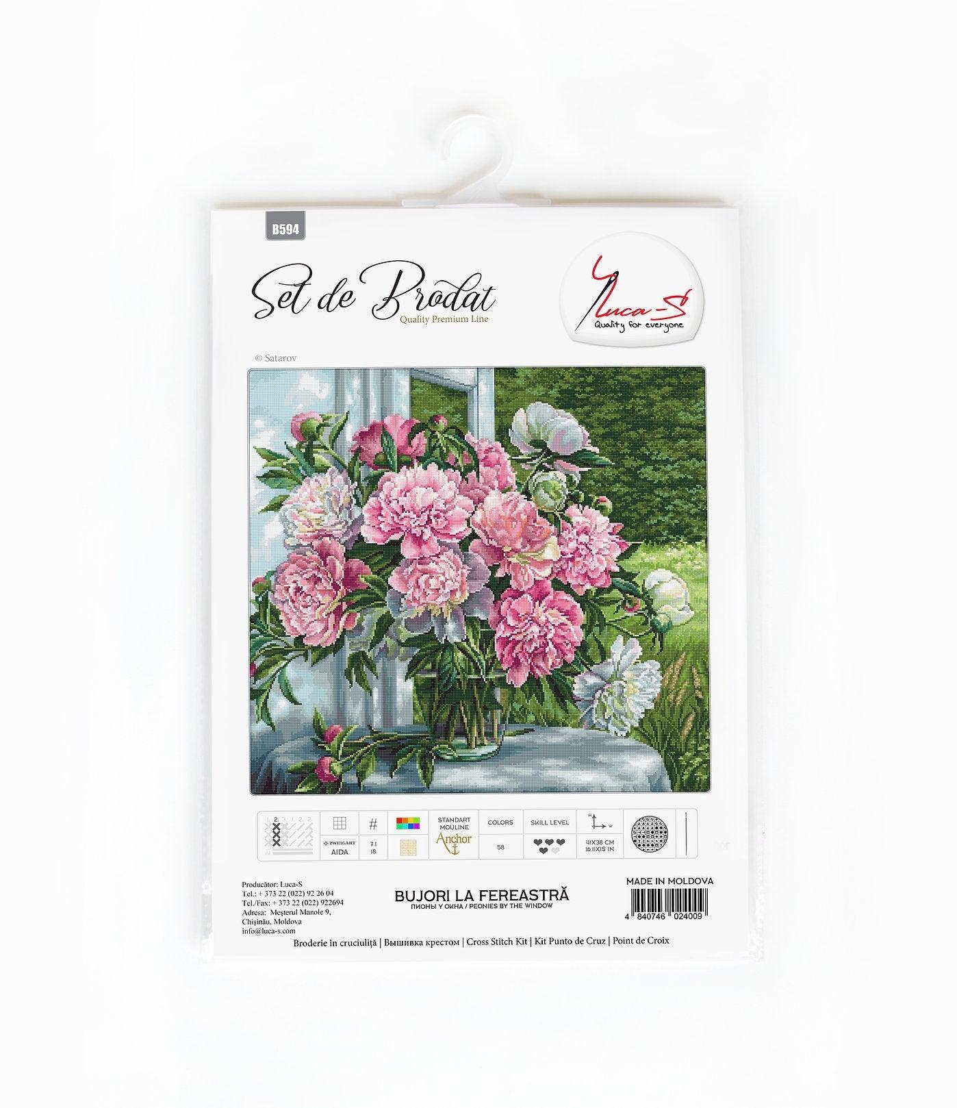 Cross Stitch Kit Luca-S - Peonies by the Window, B594 - Luca-S Cross Stitch Kits