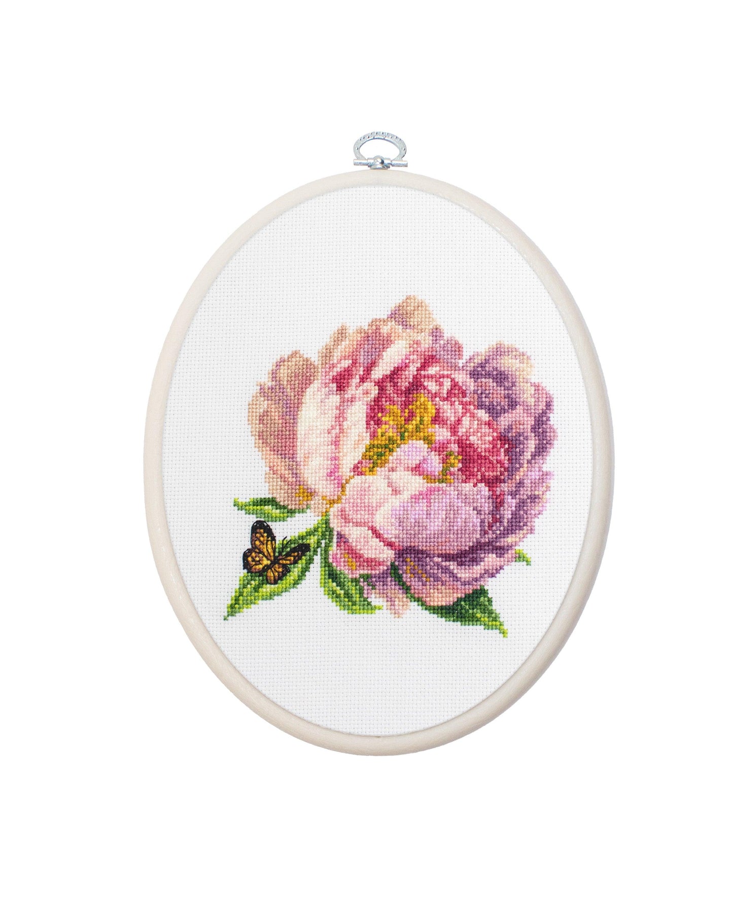 Cross Stitch Kit with Hoop Included Luca-S - BC206 ââRozellaââ Peony - Luca-S Cross Stitch Kits