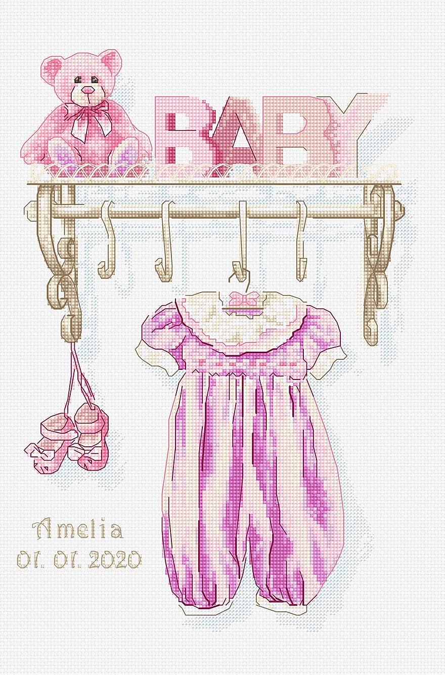 Cross Stitch Luca-S - Baby girl birth, B1175 - Luca-S Cross Stitch Kits