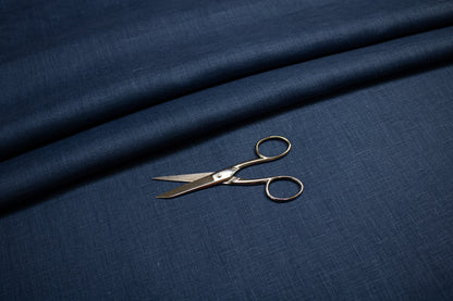 Luca-S Natural Pure 100% Lino Tessuto Morbido Colore Blu Navy