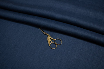 Luca-S Natural Pure 100% Lino Tessuto Morbido Colore Blu Navy
