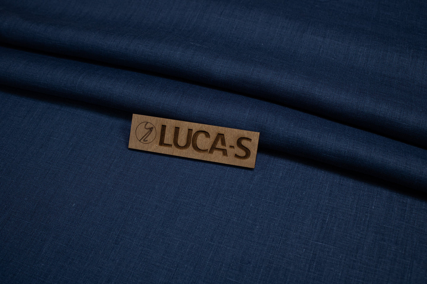 Luca-S Natural Pure 100% Lino Tessuto Morbido Colore Blu Navy