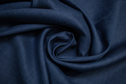 Luca-S Natural Pure 100% Linen Soft Fabric Navy Color