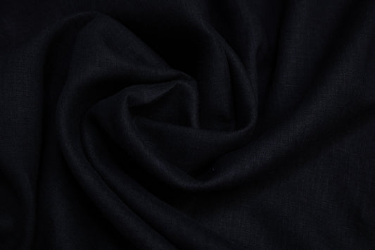 Luca-S Natural Pure 100% Linen Wrinkled Fabric Black Color