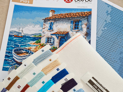 Dettaglio del kit ricamo AVA P103 – L’angolo del pescatore