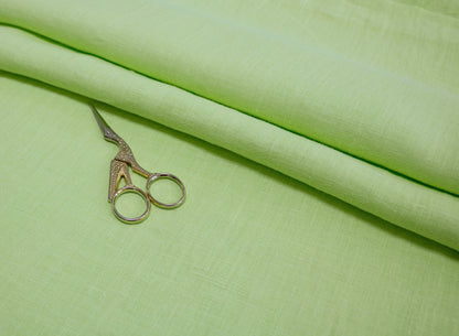 Tissu froissé Luca-S en pur lin naturel, couleur vert pomme