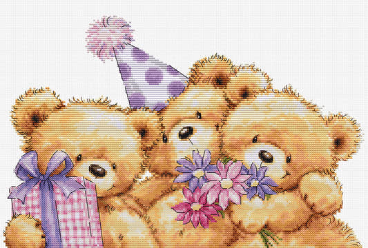 Kit punto croce Luca-S - Tre orsetti in festa, B1411