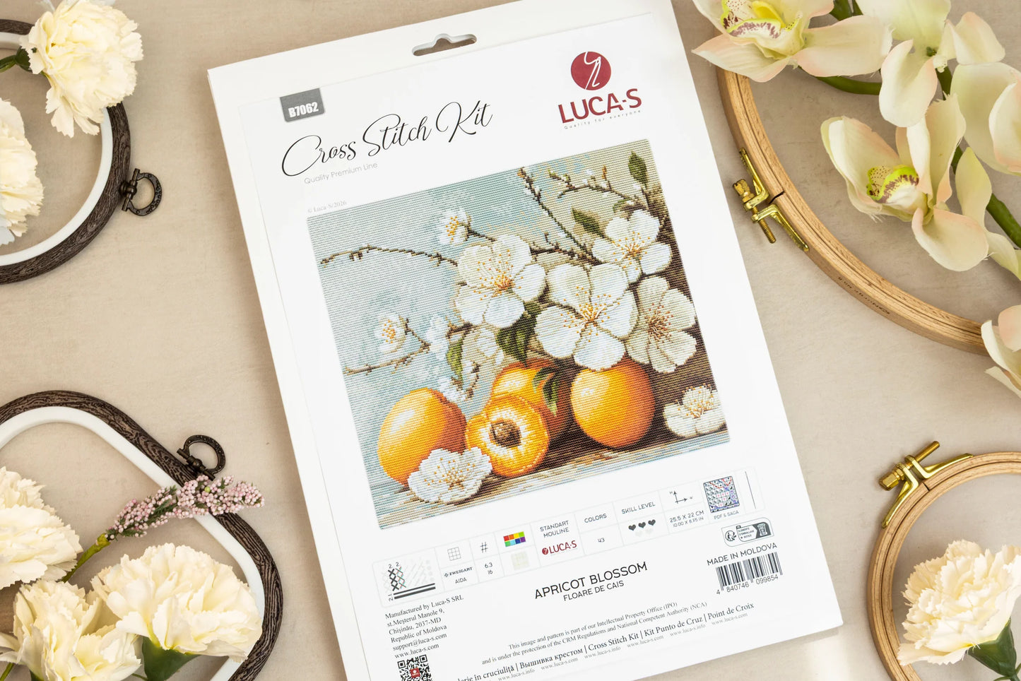 B7062 Kit punto croce Luca-S –  Fiore di albicocca