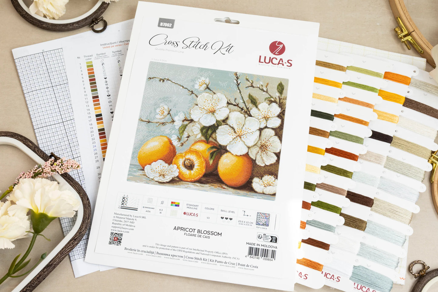 B7062 Kit punto croce Luca-S –  Fiore di albicocca