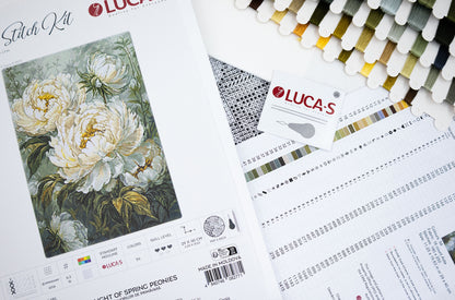 Kit Punto Croce Luca-S GOLD - Peonia di Primavera Chiara, B715