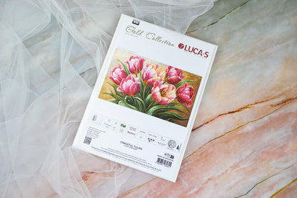 Kit punto croce Luca-S GOLD - Tulipani graziosi, B718