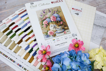 Kit punto croce Luca-S GOLD - Nostalgia floreale, B725