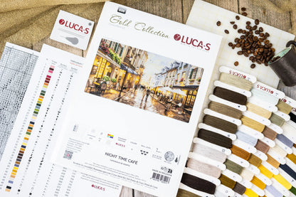 Kit punto croce Luca-S GOLD - Night Time Café, B729