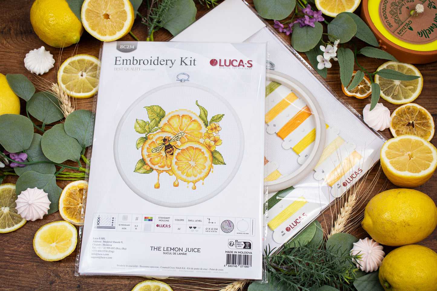 Cross Stitch Kit with Hoop Included Luca-S - The Lemon Juice, BC234