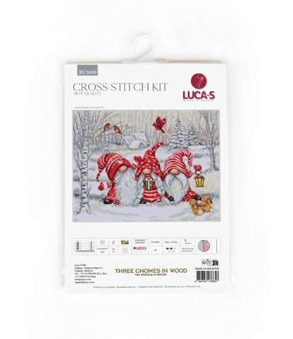 Kit de point de croix Luca-S - Trois Gnomes en Bois, BU5050