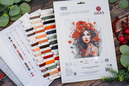 Kit Punto Croce Luca-S - La Ragazza Con I Papaveri, BU5063