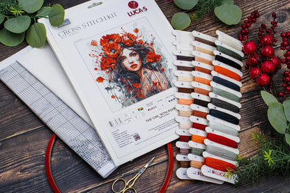 Kit Punto Croce Luca-S - La Ragazza Con I Papaveri, BU5063