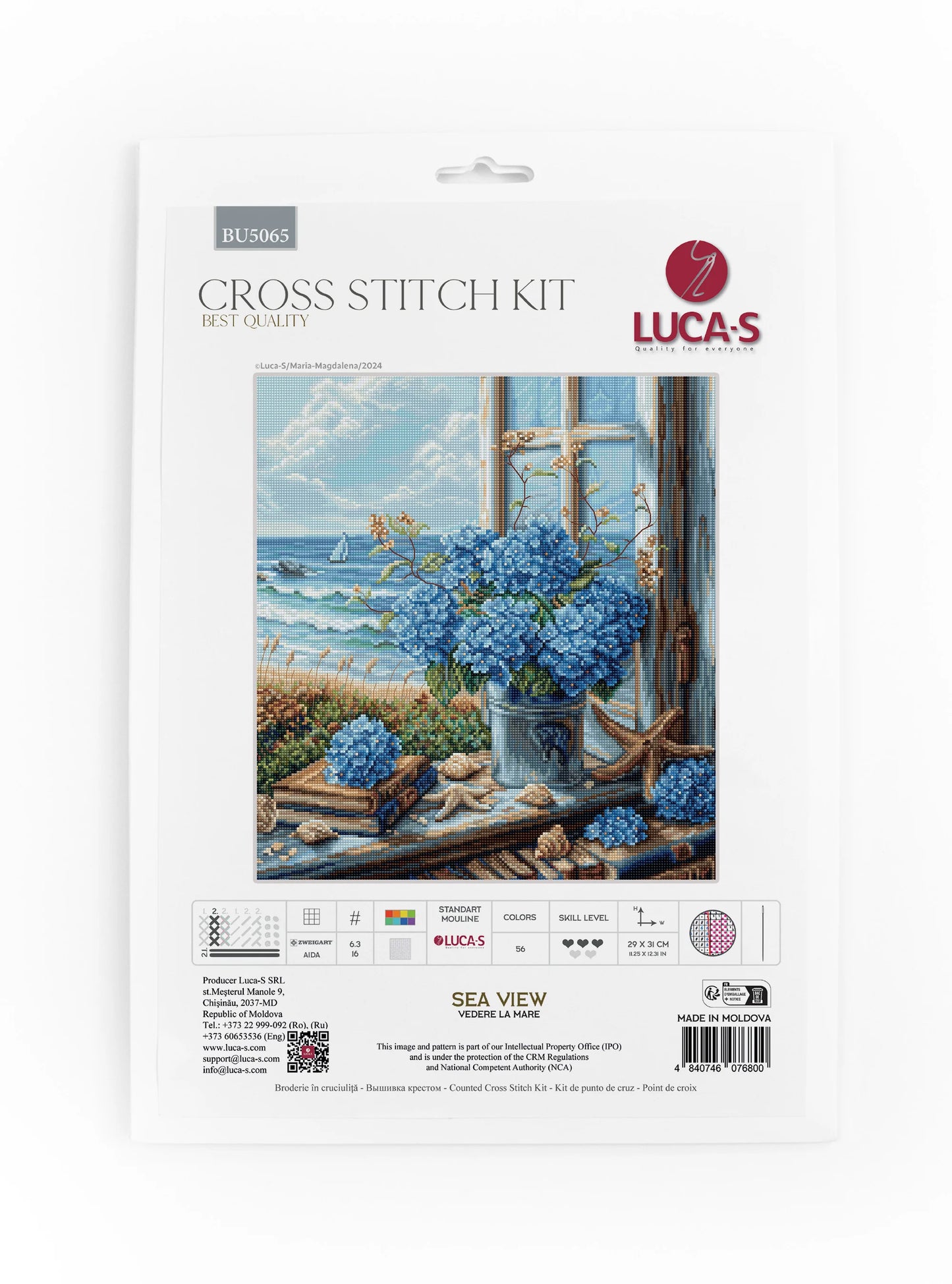 Confezione frontale del kit punto croce Luca-S BU5065 Vista sul Mare