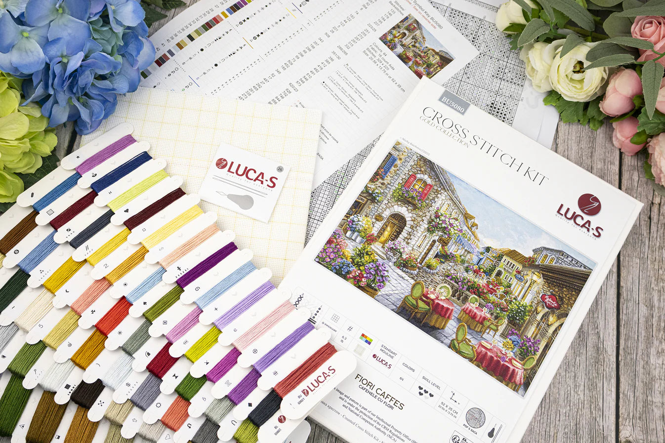 Cross Stitch Kit Luca-S - Fiori Caffes, BU5080