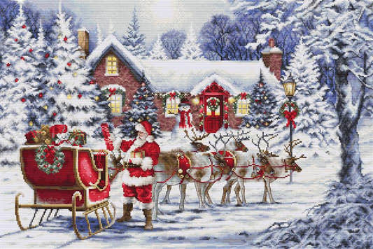 Kit punto croce Luca-S GOLD - La visita di Babbo Natale, BU5084 