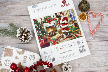 Kit punto croce Luca-S GOLD- Interno di Babbo Natale, BU5100
