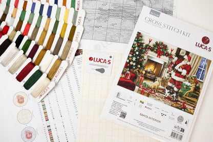 Kit punto croce Luca-S GOLD- Interno di Babbo Natale, BU5100