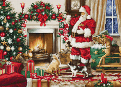 Kit punto croce Luca-S GOLD- Interno di Babbo Natale, BU5100