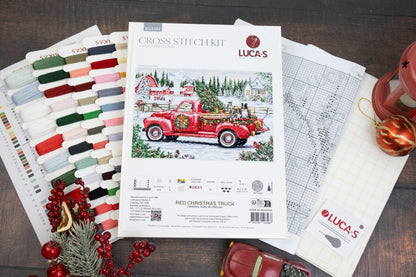 Kit de point de croix Luca-S GOLD - Camion de Noël rouge, BU5101 
