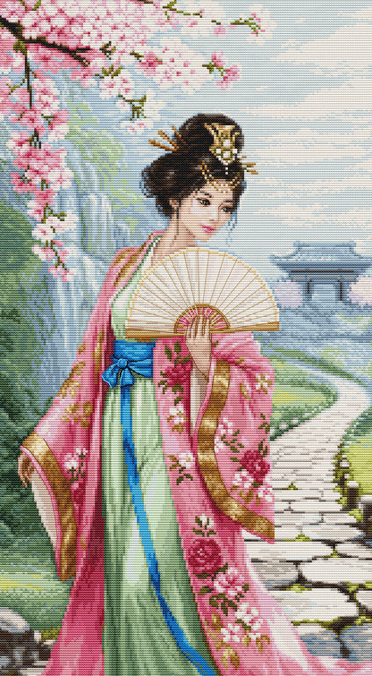 Kit Punto Croce Luca-S - Il Canto dei Fiori di Ciliegio, BU5105