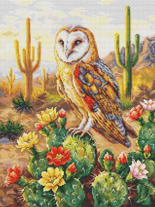 Kit punto croce Luca-S BU5115 Regina del Deserto con gufo e cactus