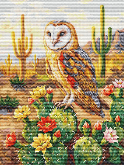 Kit punto croce Luca-S BU5115 Regina del Deserto con gufo e cactus