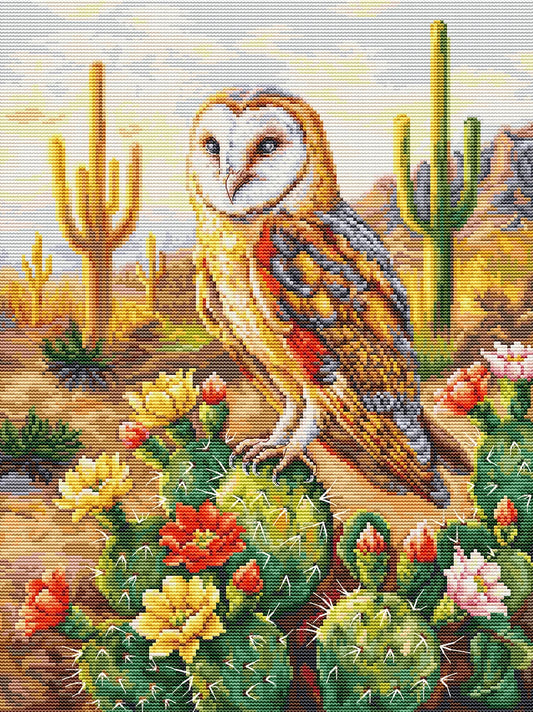 Kit punto croce Luca-S BU5115 Regina del Deserto con gufo e cactus