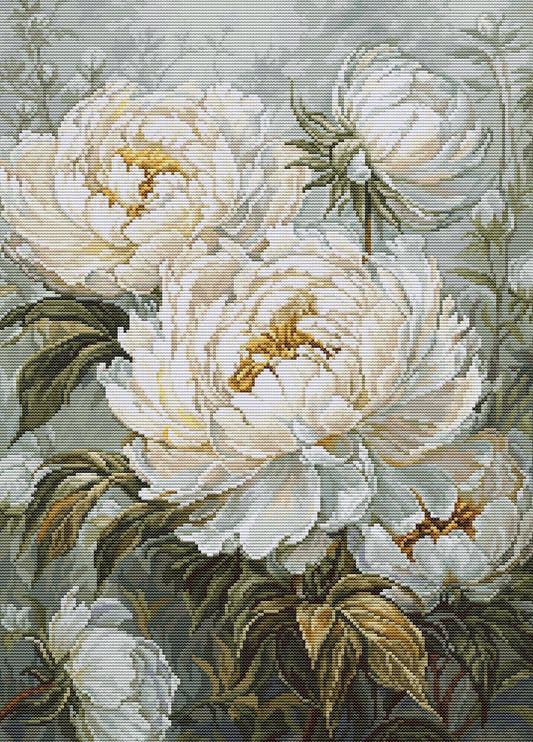 Kit Petit Point Luca-S GOLD - La luce delle peonie primaverili, G715