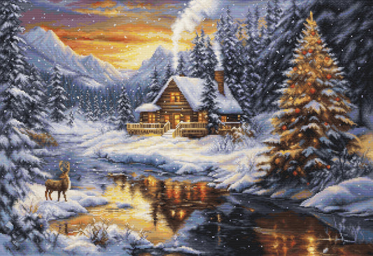 Petit Point Kit Luca-S GOLD - Winter Evening in the Mountains, G721