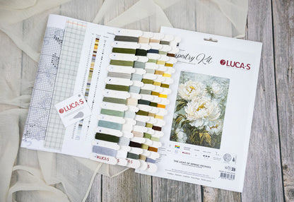 Kit Petit Point Luca-S GOLD - La luce delle peonie primaverili, G715