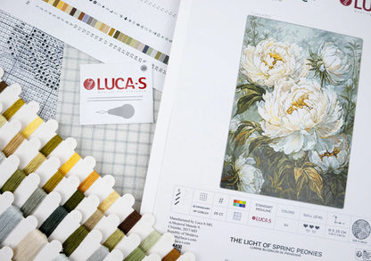Kit Petit Point Luca-S GOLD - La luce delle peonie primaverili, G715
