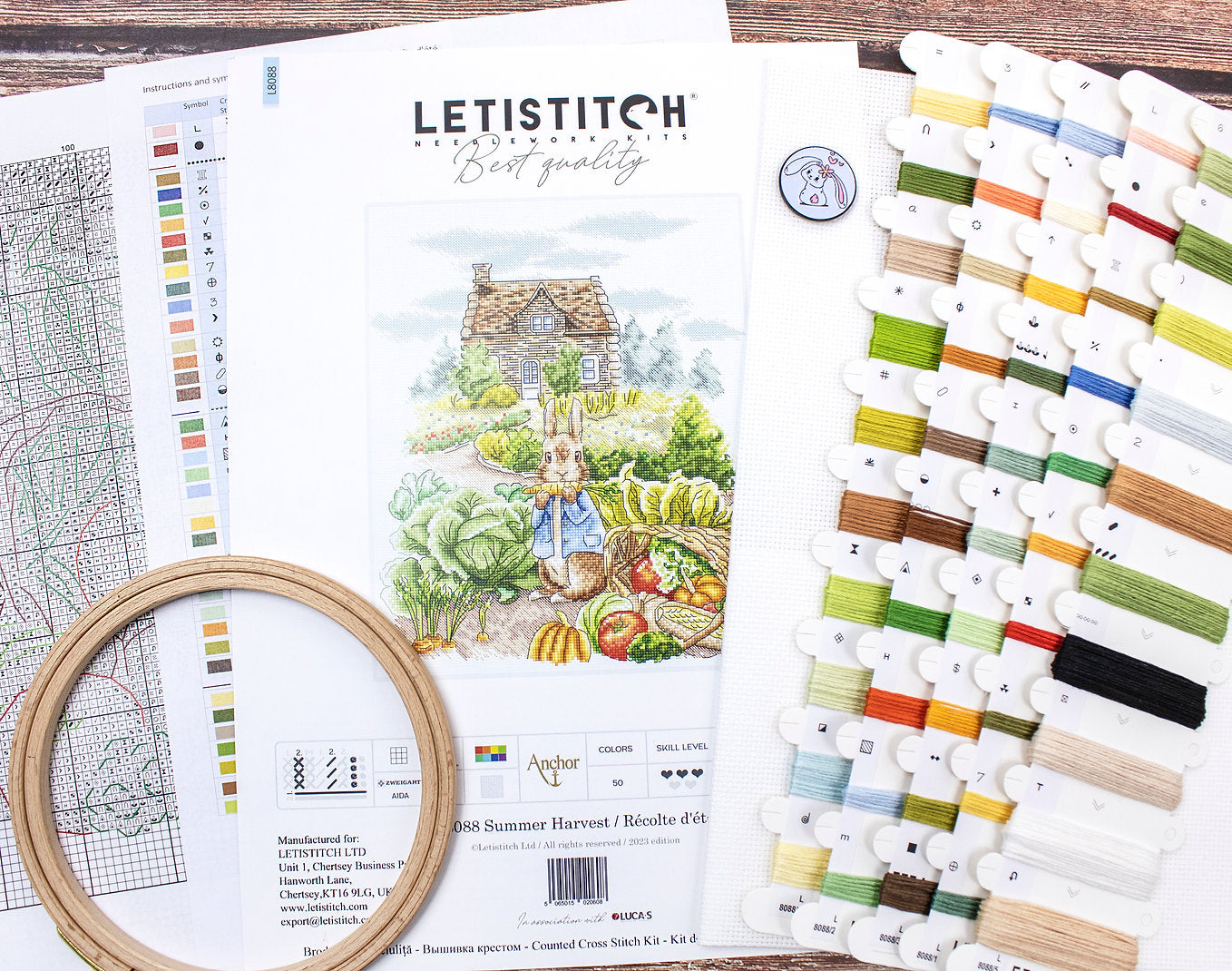 Kit punto croce LetiStitch - Coniglio pasquale e pulcini, L8033