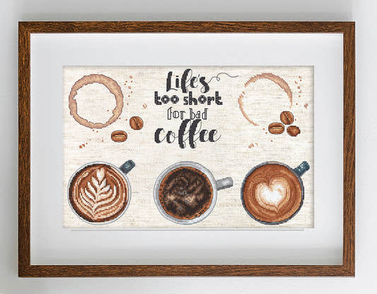 Kit punto croce LETISTITCH - La vita è troppo breve per un cattivo caffè, L8097