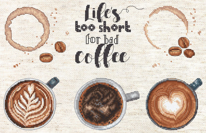 Kit de point de croix LETISTITCH - La vie est trop courte pour un mauvais café, L8097