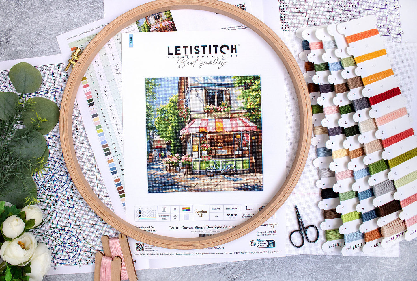 Cross Stitch Kit LetiStitch - Corner Shop / Boutique de quartier, L8101